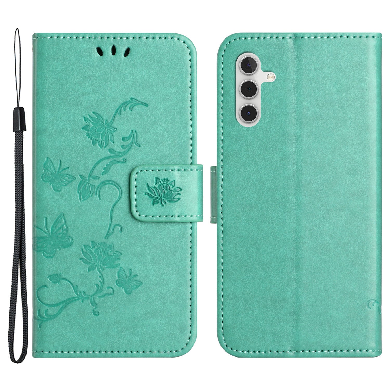 For Samsung Galaxy A24 4G Imprinted Butterfly Flower Phone Case PU Leather Wallet Stand Phone Cover with Strap For Samsung Galaxy A24 4G Imprinted Butterfly Flower Phone Case PU Leather Wallet Stand Phone Cover with Strap